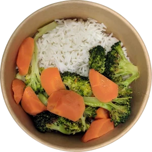 arroz basmati con verduras al vapor