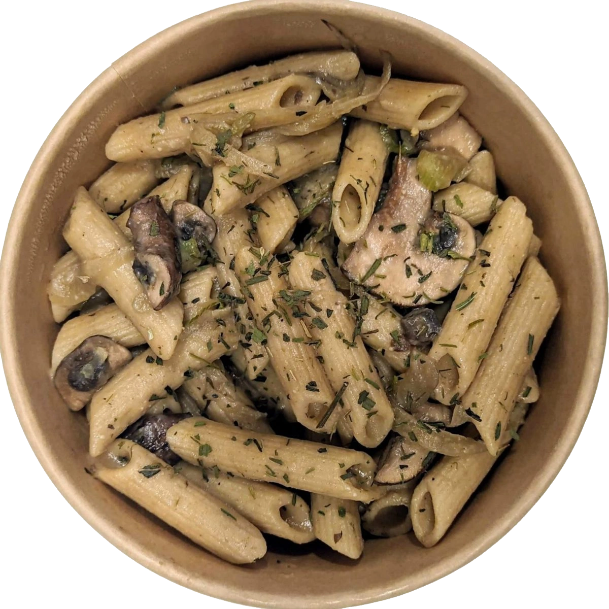 pasta integral con setas portobello e hinojo salteados
